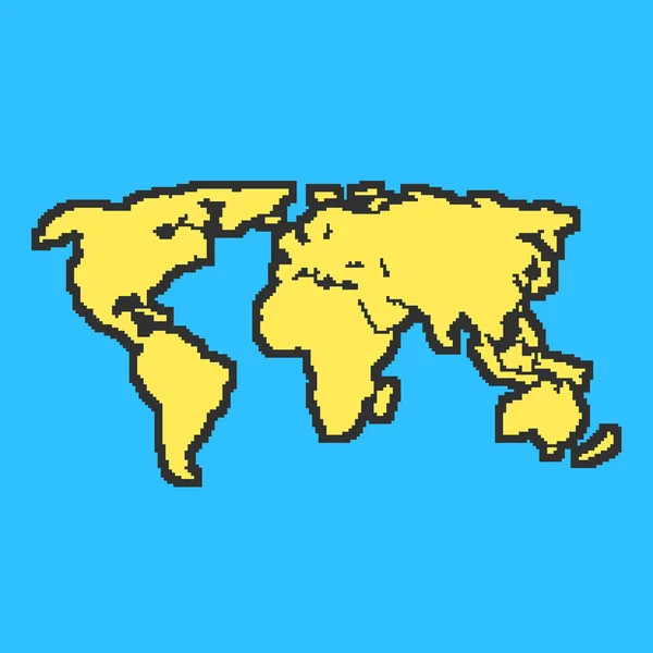 黒の輪郭を持つ黄色と青の地図 — ストックベクタ