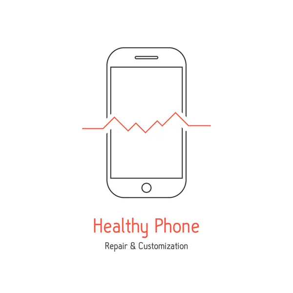 Logo del telefono sano con smartphone contorno — Vettoriale Stock