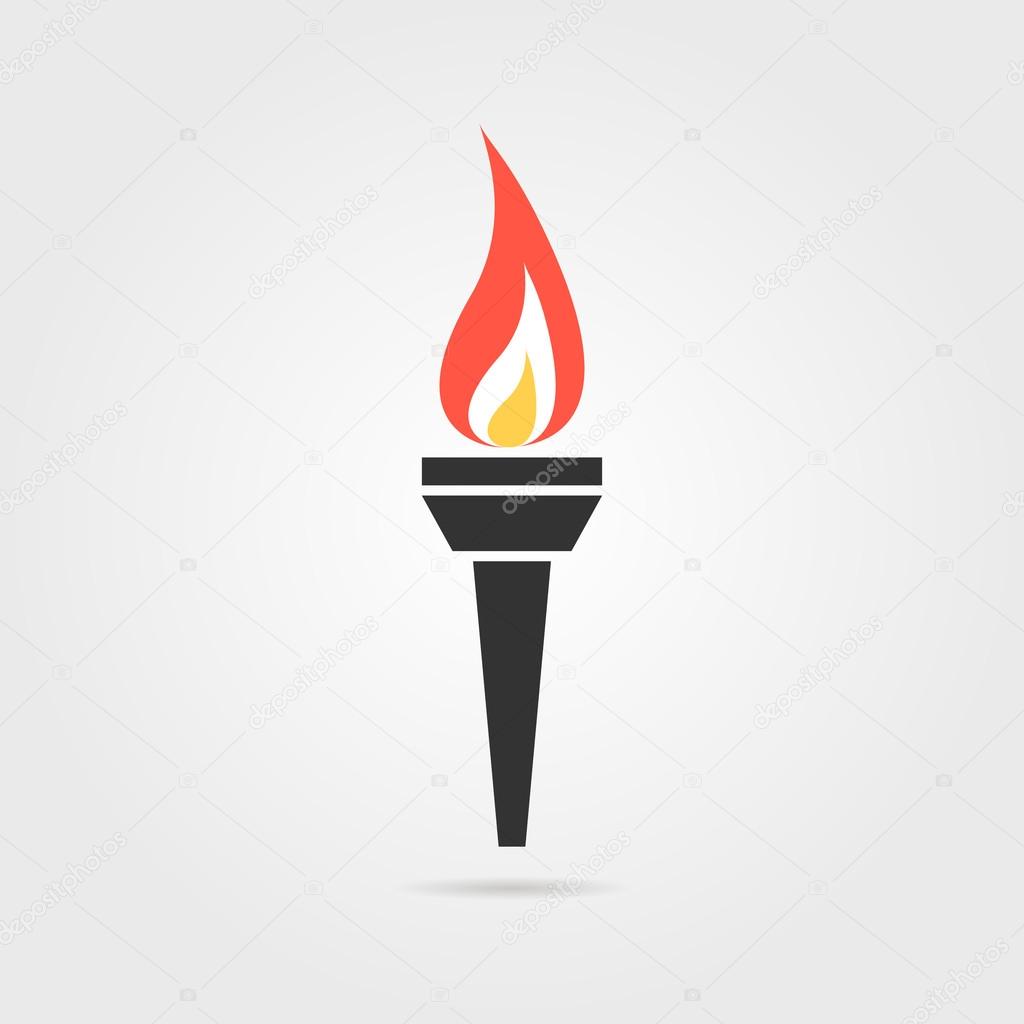 Olympic flame icon with shadow. concept of winning, contest, teamwork, decoration, flaming torch. flat style trend modern olympic flame logotype graphic design vector illustration on white background