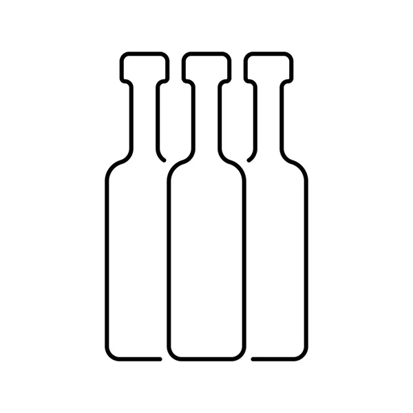 Botellas de línea delgada negro — Vector de stock