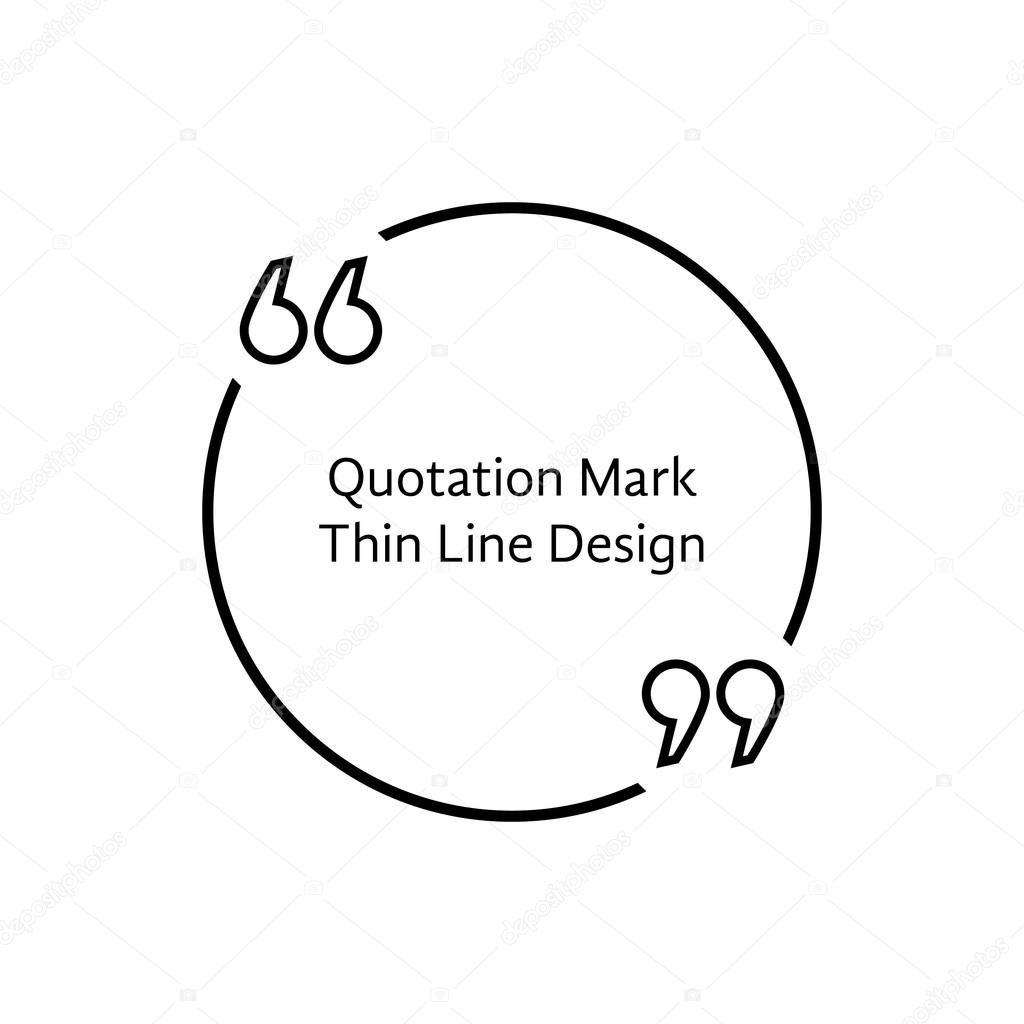 Thin line quotation mark. concept of citation, info, testimonials, notice, textbox, mention, memo, info, citing. isolated on white background. flat style trend modern logo design vector illustration