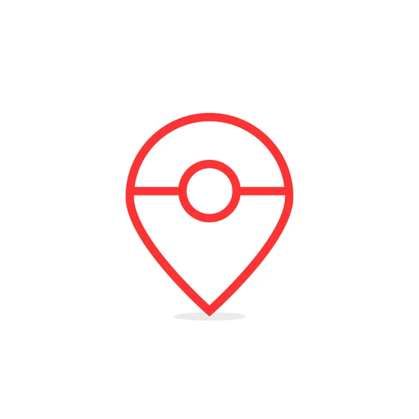 Rote dünne Linie abstrakte Karte Pin — Stockvektor
