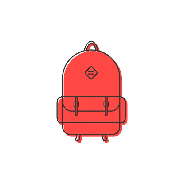 Czerwona ikona cienkiej linii plecaka — Wektor stockowy