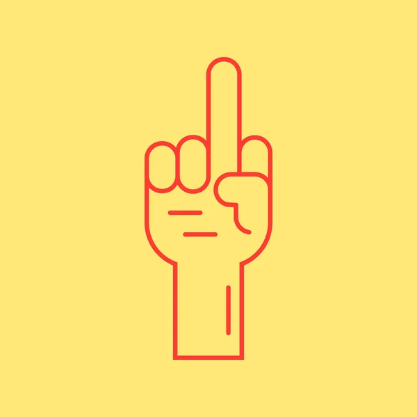 Mano rossa con icona del dito medio — Vettoriale Stock