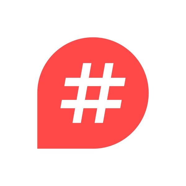 Icono del hashtag en burbuja roja — Vector de stock