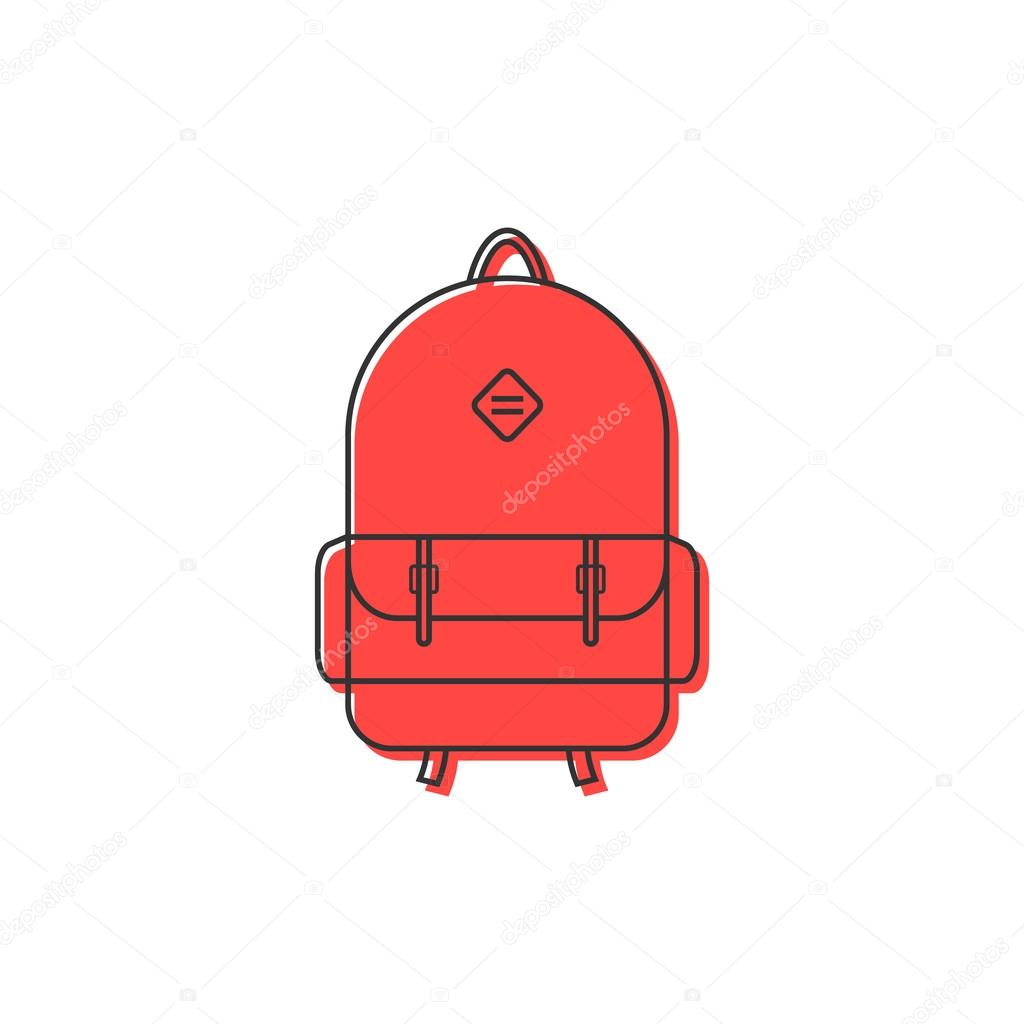 red backpack thin line icon