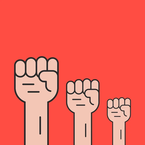Mãos para cima como protesto revolução — Vetor de Stock