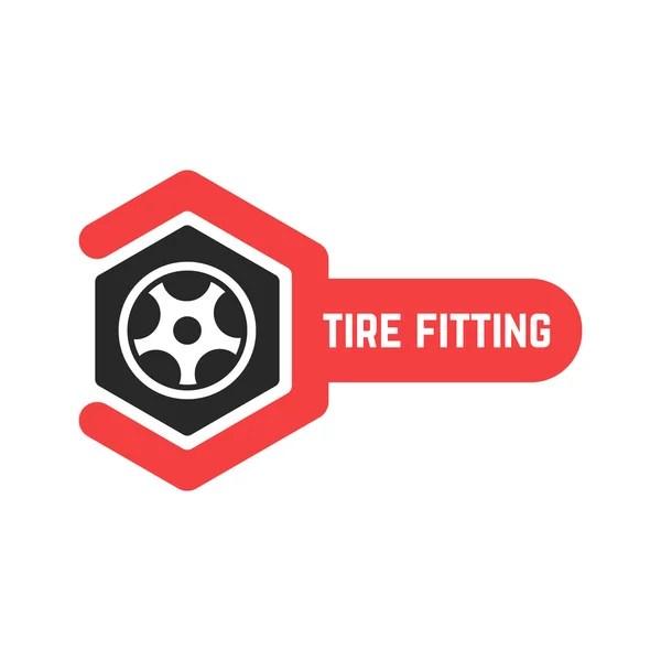 Logotipo de montagem de pneus com chave —  Vetores de Stock