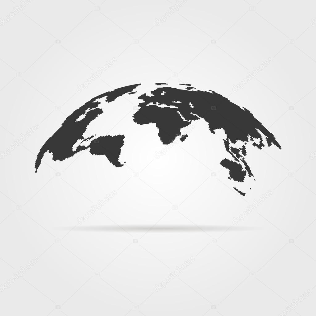 simple world map icon with shadow