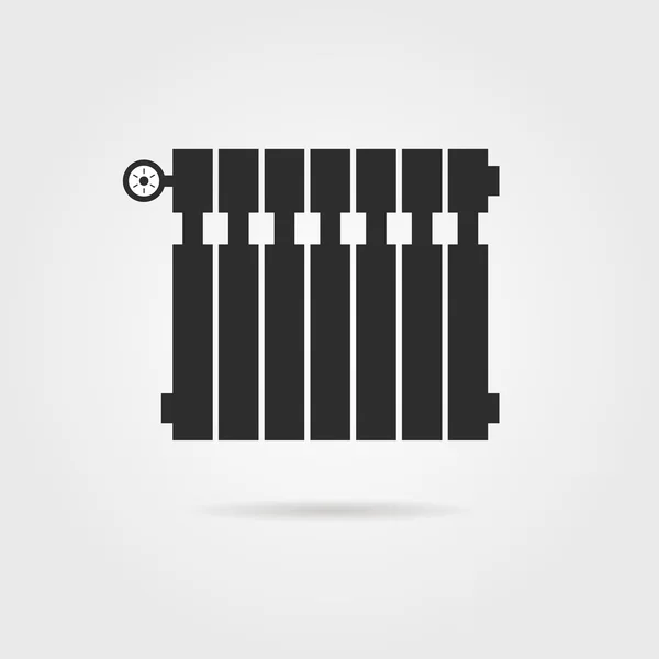 Black radiator icon with shadow — Stock Vector