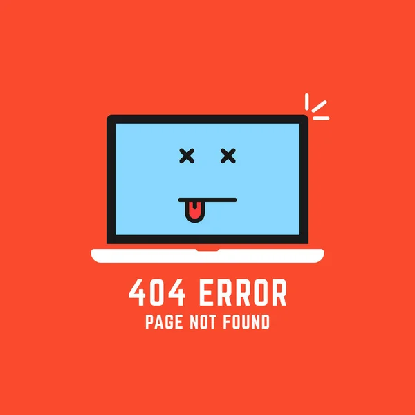 404 Fehler Wie Laptop Mit Toten Emojis Cartoon Flache Minimale — Stockvektor