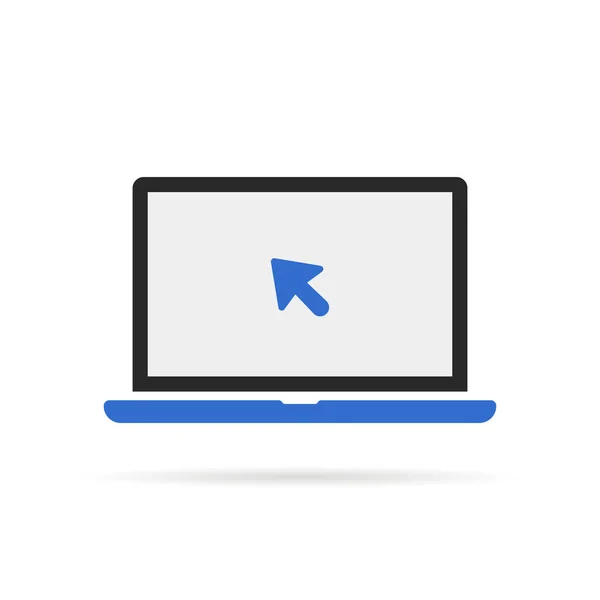 Blue Laptop Icon Cursor Concept Using Mobile Computer Search Click — Stock Vector