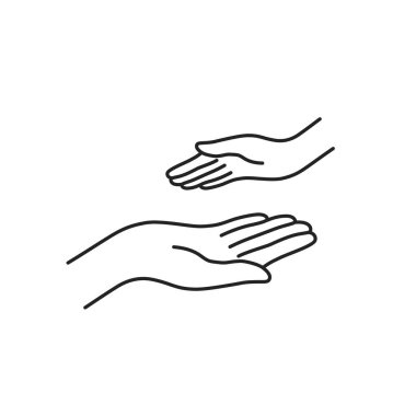 Anne, çocuğuna elleriyle yardım eder. Anne ya da baba yardımcıları ya da ebeveynlik güvencesi kavramı. kontur düz stil trend modern doğrusal anne beyaz zemin üzerinde izole edilmiş grafik sanat tasarımı işareti seviyorum