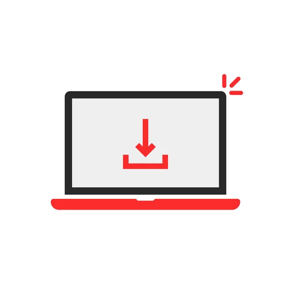 Pfeil Rotem Laptop Auf Weißem Herunterladen Konzept Der Software Aktualisierung — Stockvektor