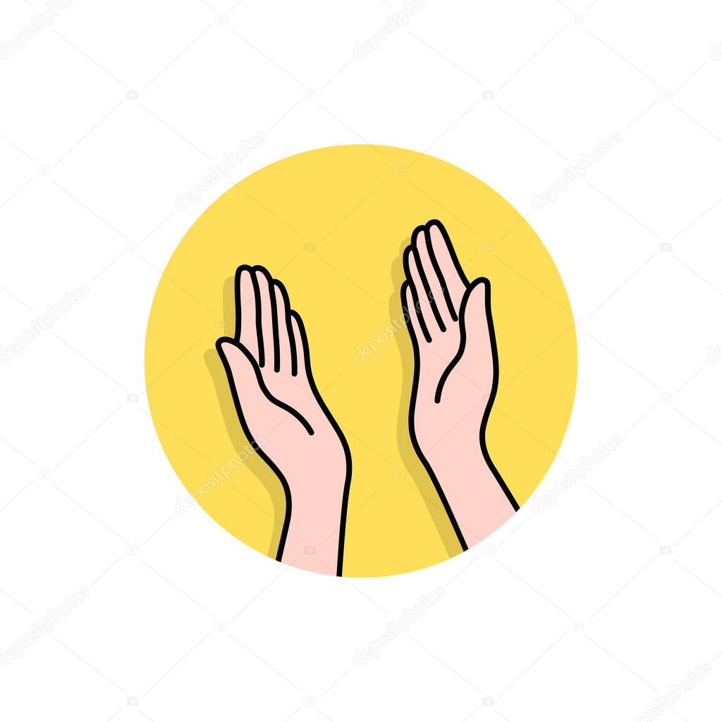 Linear hands like highfive logo. cartoon flat style trend modern high 5 fist or palm logotype element graphic art design isolated on white background. concept of great ovation or clapping arms