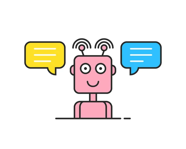 Rosa Kontur Unterstützt Chatbot Logo Konzept Des Web Chatterbot Charakters — Stockvektor