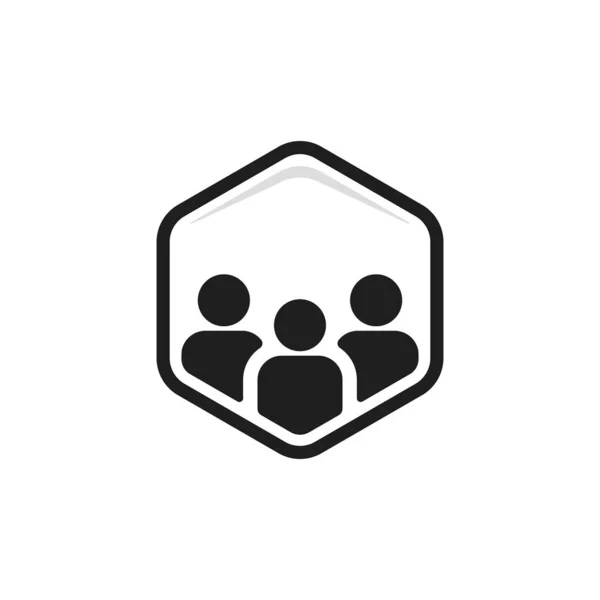 Collegare Insieme Logo Con Lavoro Squadra Piatto Tendenza Moderna Logotipo — Vettoriale Stock