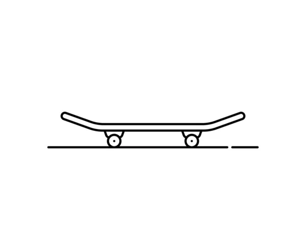 Noir mince ligne skateboard icône — Image vectorielle