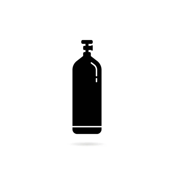 Icono de cilindro de gas negro con sombra — Vector de stock