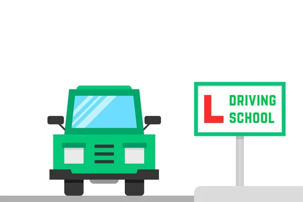 Coche y placa de aprendizaje como escuela de conducción — Vector de stock