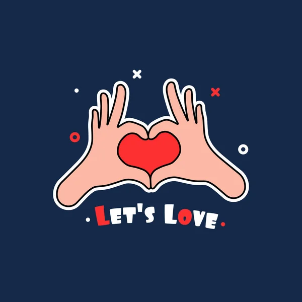 चलो प्यार की तरह हाथ बनाने के दिल — स्टॉक वेक्टर