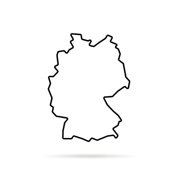 Чорна тонка лінія Німеччини карта з тіні — стоковий вектор