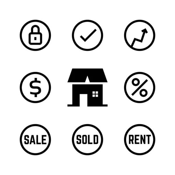 Icone lineari per agenzia immobiliare — Vettoriale Stock