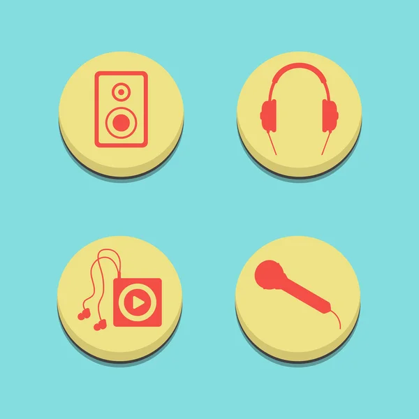 Musical buttons on blue background — Stock Vector