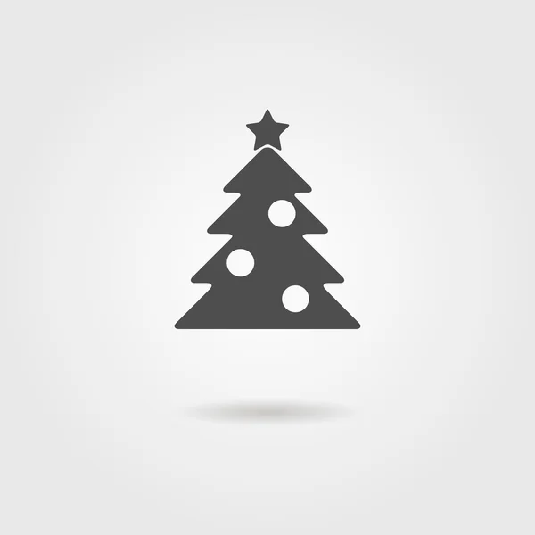 Svart ikonen i julgran med skugga — Stock vektor