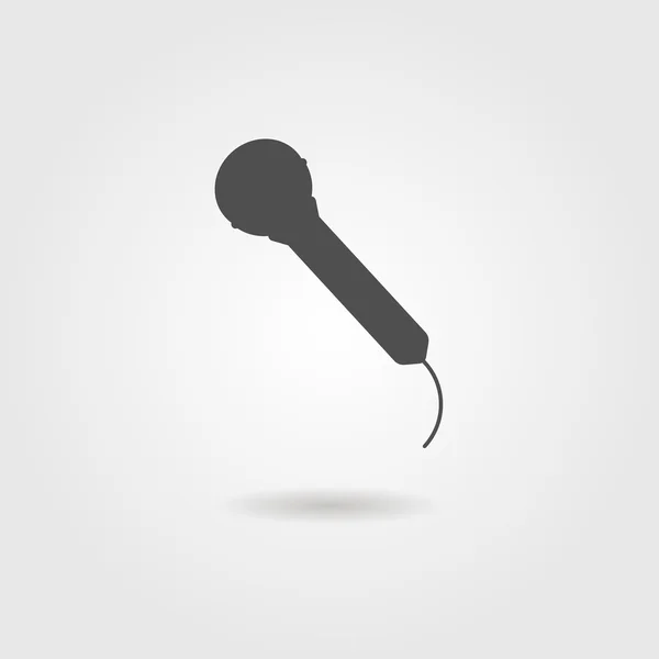 Zwarte microfoon pictogram met schaduw — Stockvector