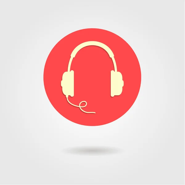 Icono de auriculares en círculo rojo — Vector de stock