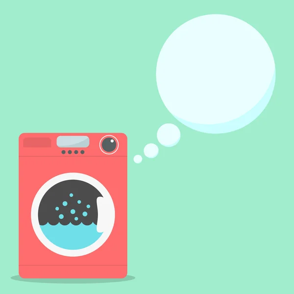 Lavatrice rossa con bolle di sapone — Vettoriale Stock