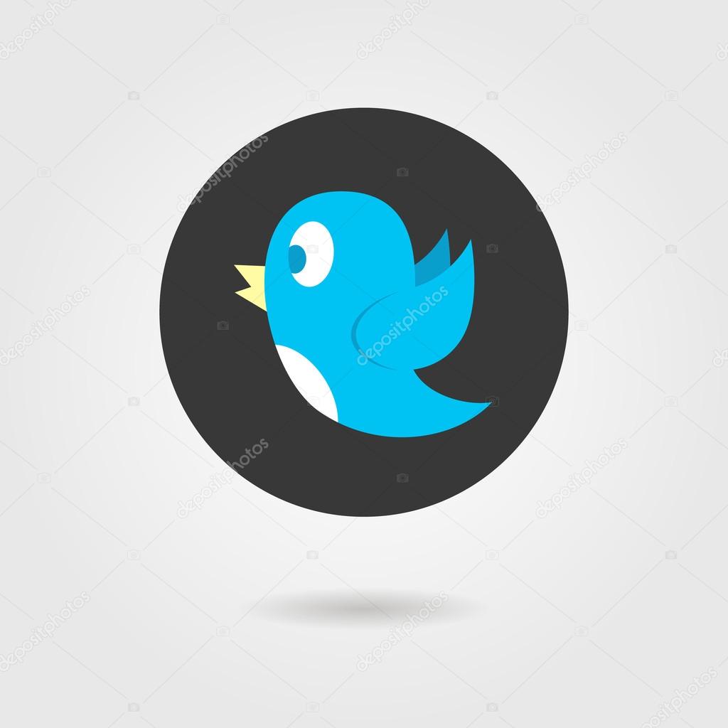 Concept of round blue bird social media web or internet icon. flat design modern vector illustration