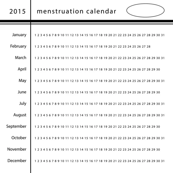 Menstruation calendar — Stock Vector