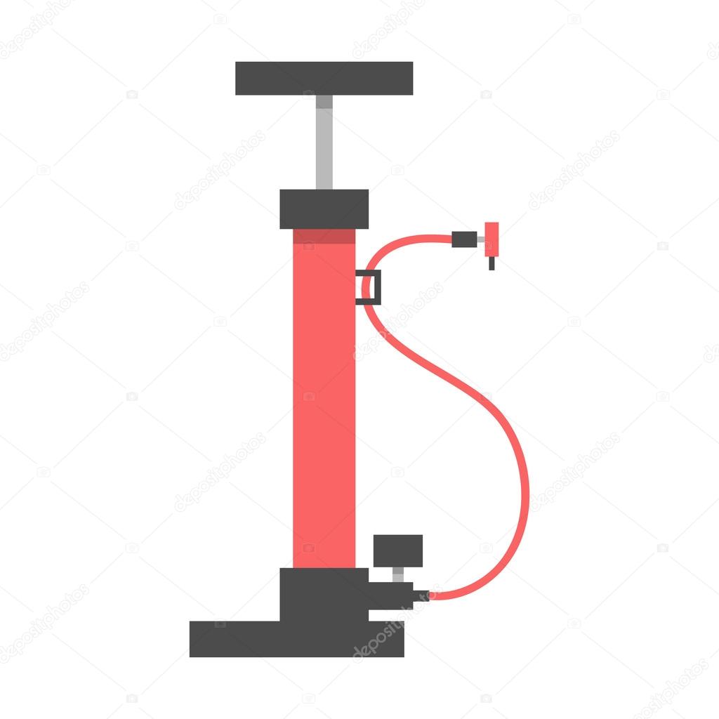 red bicycle pump on white background