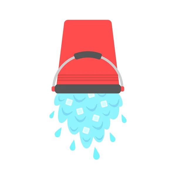 kırmızı kova dökülen buz küpleri ile su