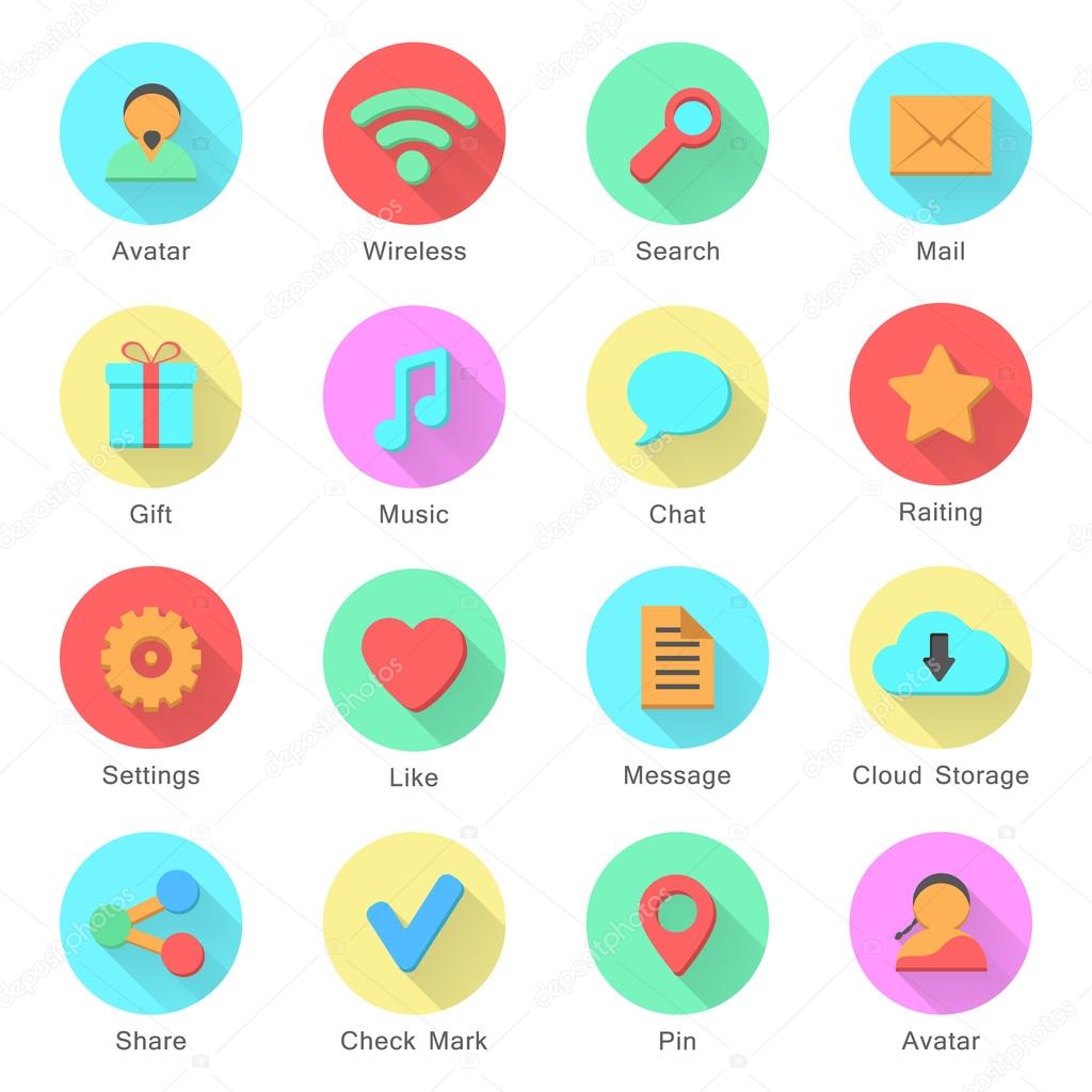 social media icons set with inscriptions