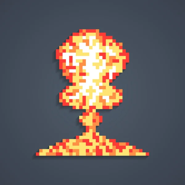 Pixel Art Atomexplosion mit Schatten — Stockvektor