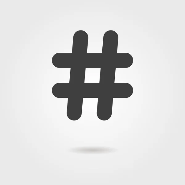 Black hashtag icon with shadow — Stock Vector