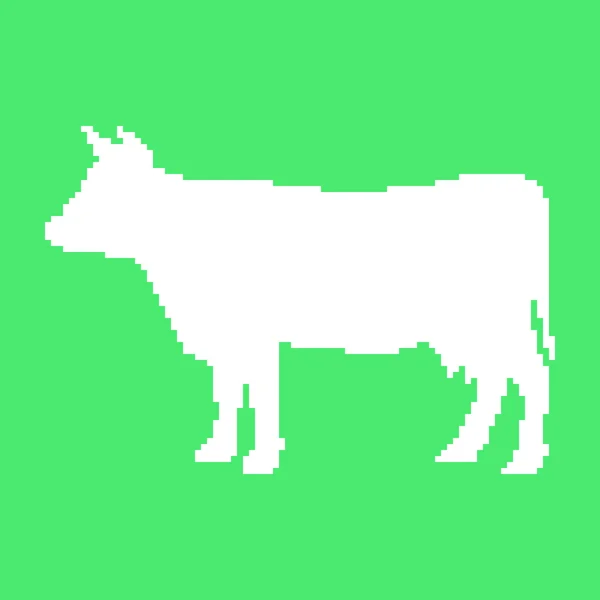 White cow in pixel art — Stock Vector
