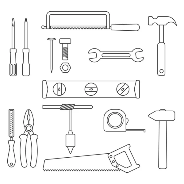 Conjunto de ferramentas de contorno preto —  Vetores de Stock