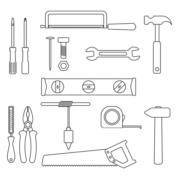 Ensemble d'outils de contour noir — Image vectorielle