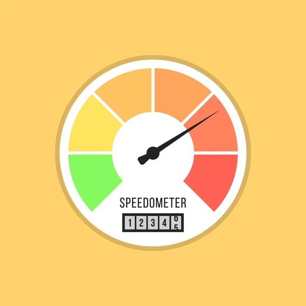 Speedometer icon isolated on yellow background — Stock Vector