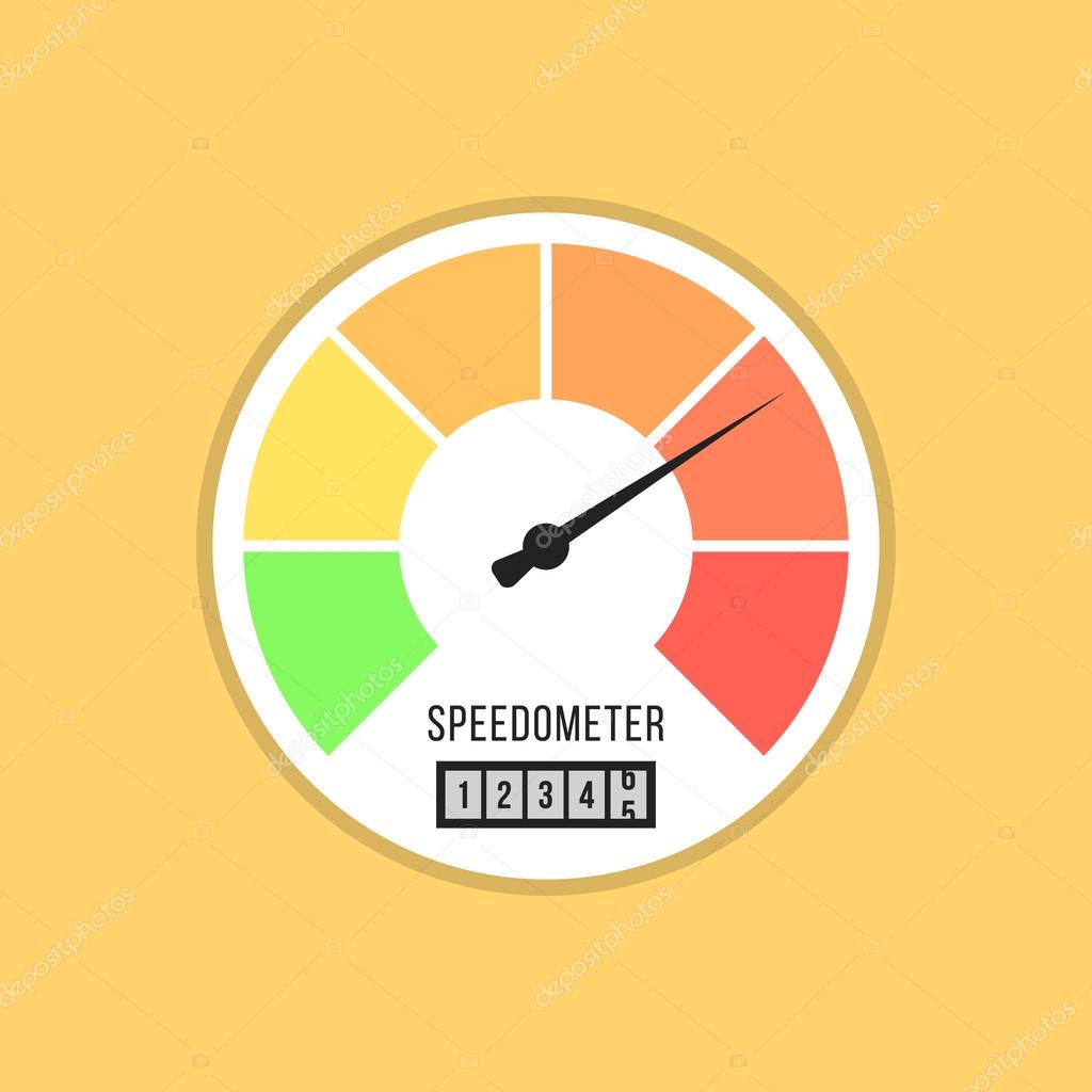 speedometer icon isolated on yellow background