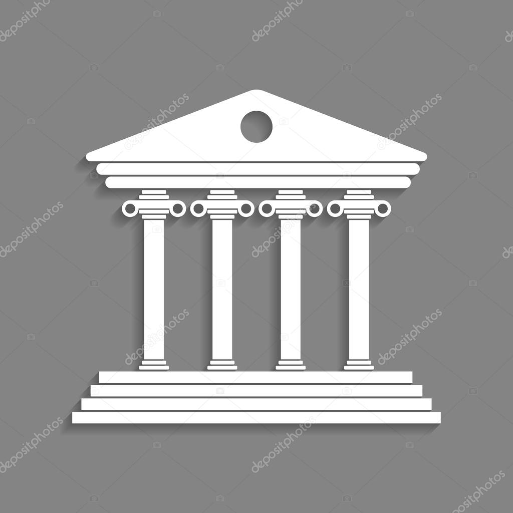 white greek colonnade isolated on dark grey background