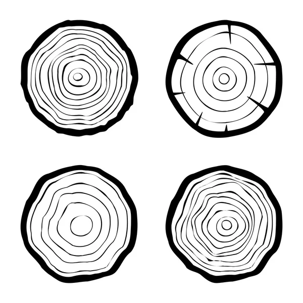 Ensemble de quatre anneaux d'arbre icônes — Image vectorielle