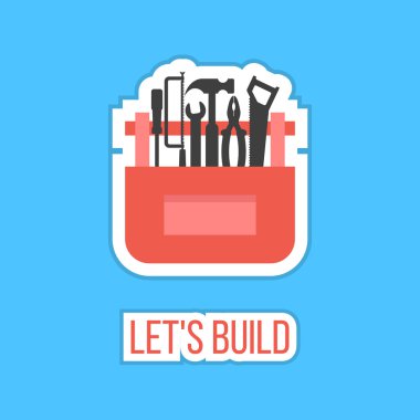 Kara araçları ile kırmızı bir kutu etiket, Hadi yapı Yazıtı