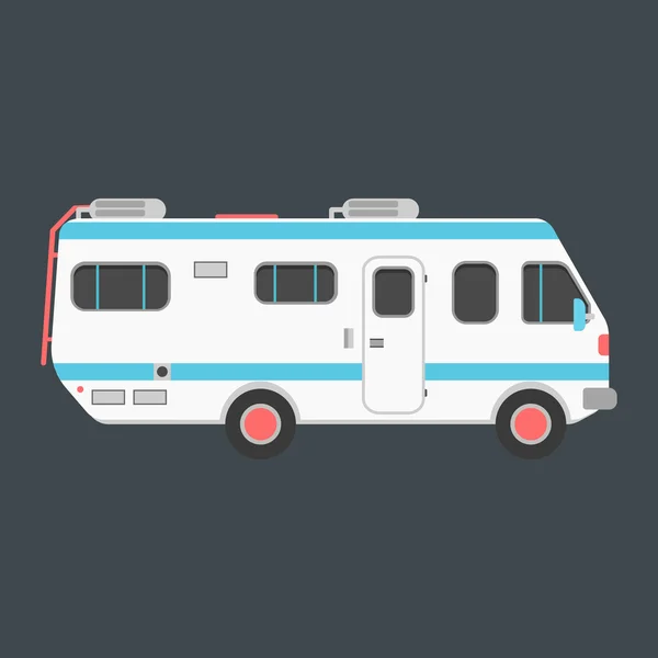 White travel camper van isolated on dark background — Stock Vector