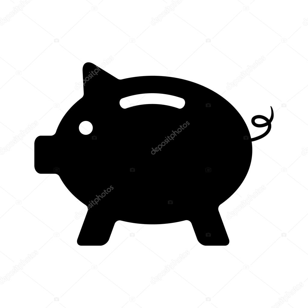 Black piggy bank isolated on white background. concept of banking, deposit, richness and saving money. logo design modern vector illustration