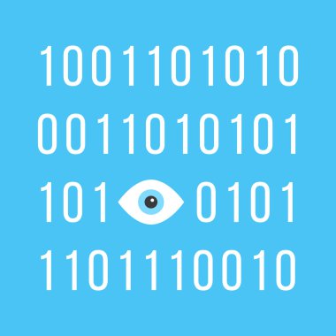 concept of big brother is watching you with binary code clipart